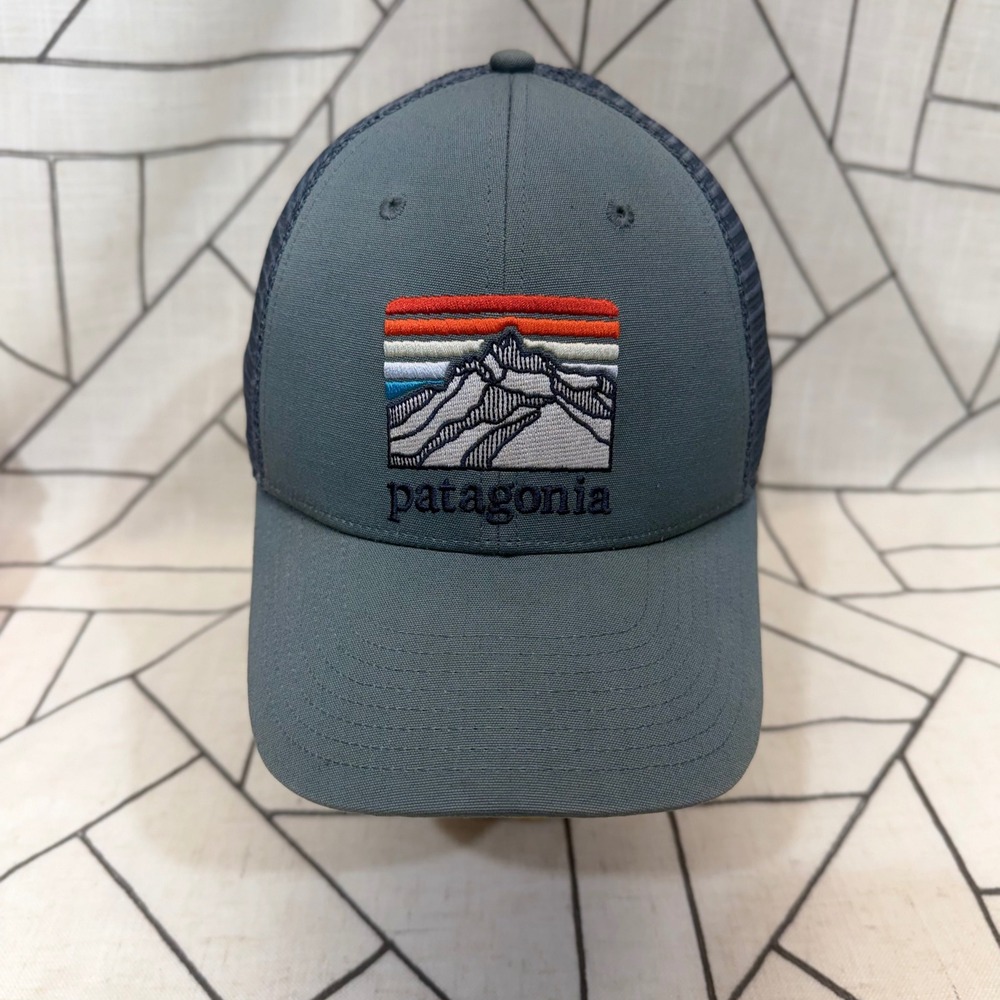 Patagonia Trucker Hat OS Grey Mountain Patch Snapback Mesh Cap